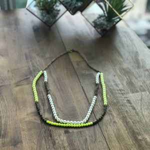 J Crew | Lime Green and Gold Drop Necklace